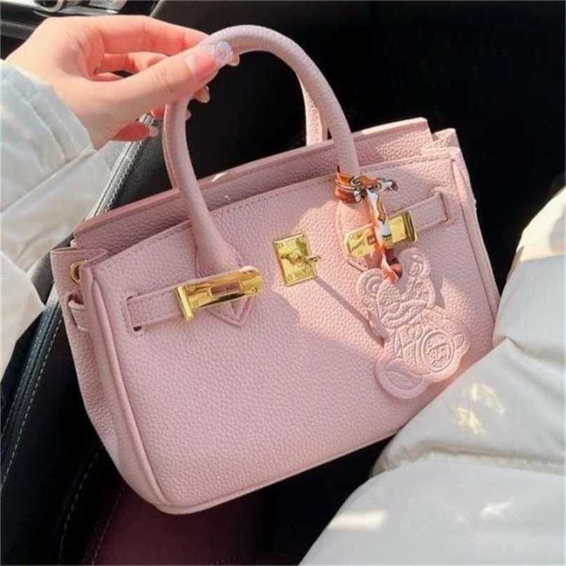 

Leather Herme Bags Birkin Women bag women's handbag 2022 advanced sense one shoulder bag versatile Crossbody Bag, & pink