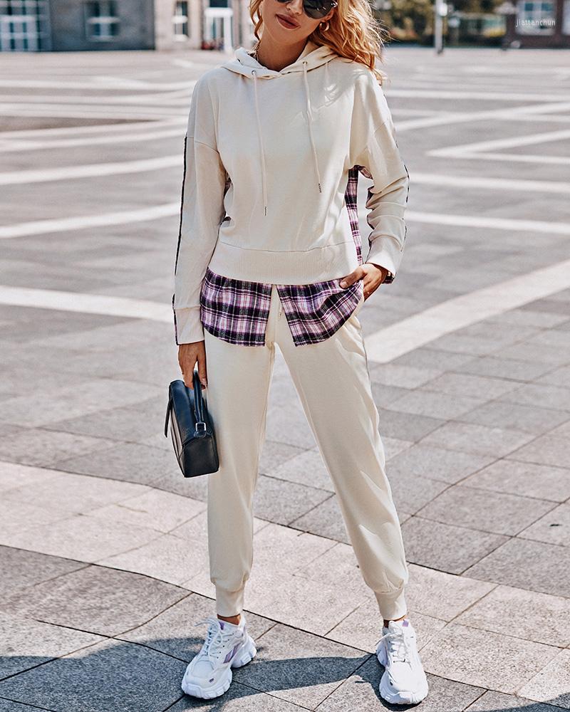 

Women' Two Piece Pants Autumn Women 2 Pieces Paid Hooded Top & Set 2023 Femme Casual Patchwork Tacksuits Office Lady Sporty Clothing, Multi