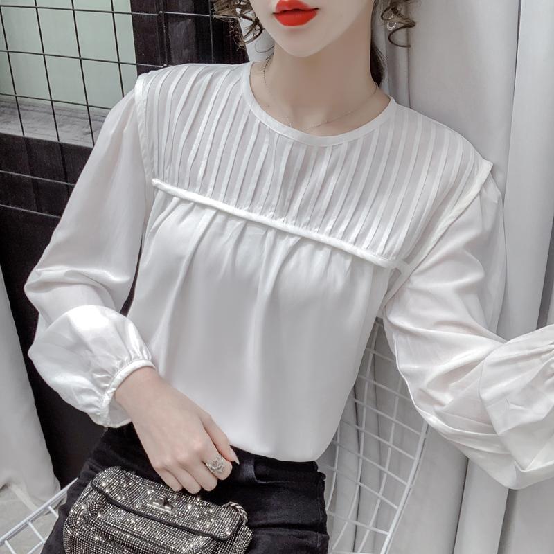 

Women' Blouses & Shirts COIGARSAM Blouse Women Autumn 2023 French Style Full Sleeve Blusas Womens Tops And, White