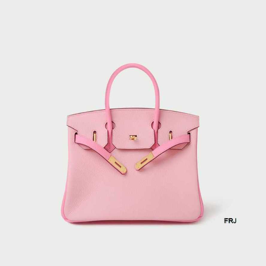 

Designer Birkins Bags Herme Handbags Color Matching Platinum Bag Litchi Pattern Head Leather High Capacity Handbag Pink Macarone Kelys One h, Sky blue
