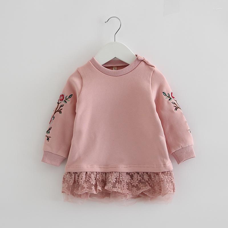 

Girl Dresses Baby Dress Vestido Infantil Embroidery Girls Long-sleeved Christmas Autumn Winter With Velvet 0-2Y, Pink