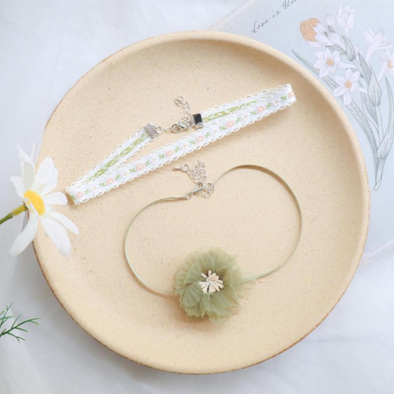 

Choker Girl Sexy Accessories Green Floral Necklace Collar Clavicle Chain Female