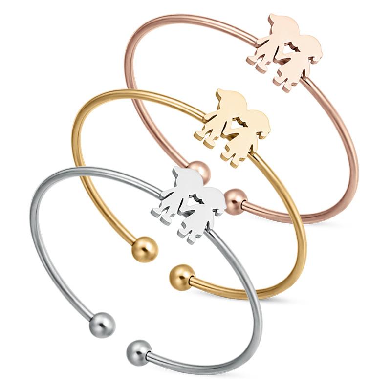 

Bangle Fashion Stainless Steel Open Bangles For Women Adjustable Bracelets Charm Jewelry Boy Girl Design Silver/Rose/Gold Color