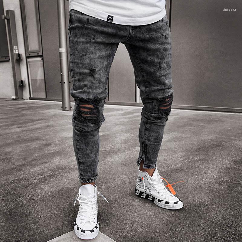 

Men' Jeans 2023 Men Stretchy Ripped Skinny Biker Embroidery Print Destroyed Hole Taped Slim Fit Denim Scratched High Quality Jean, Black
