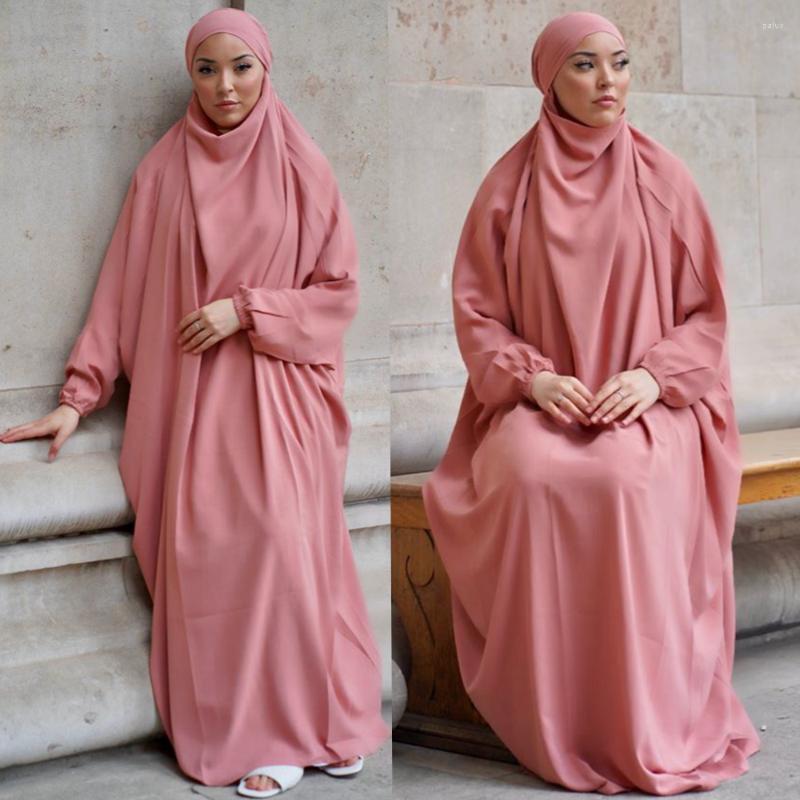 

Ethnic Clothing Ramadan Jilbab Hooded Dress Prayer Garment Muslim Women Modest Bigger Wide Full Cover Tie Back Head Abaya Hijab Dubai Robe