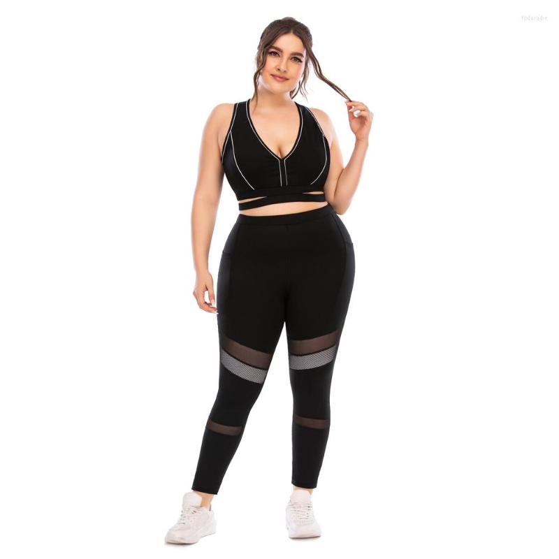 

Tracksuits 2023 Plus Size Women's Sport Sets Sportsuit Sportwear Plussize Large Big Running Yoga Suits For Female Bra Long Trouser, 12035 12036