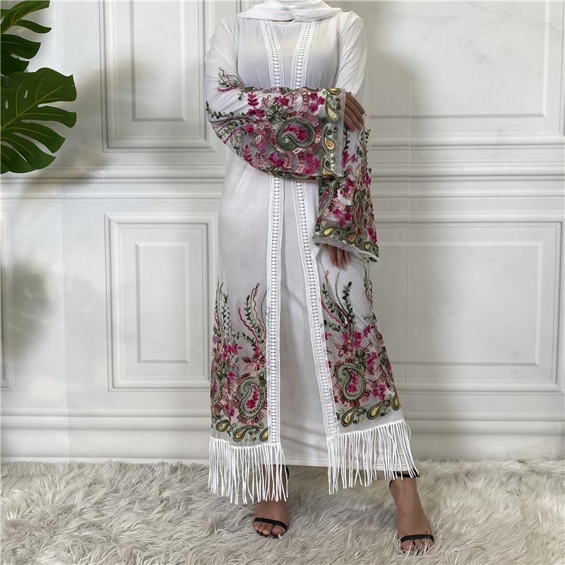 

Ethnic Clothing Dubai Open Abaya Kimono Turkey Islam Pakistani Muslim Arab Dress Embroidered Mesh Dresses For Women Robe Kaftan Femme