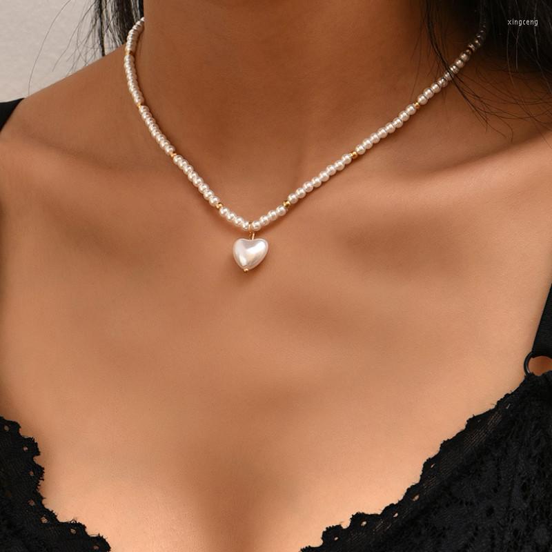 

Pendant Necklaces 2023 Elegant Pearl Heart Necklace For Women Trend Female Jewelry