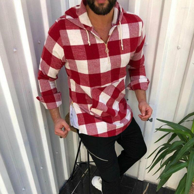 

Men's Hoodies HIRIGIN Hooded Sweatshirt Jumper Casual Long Sleeves Plaid Thin Tops Pullovers, Black