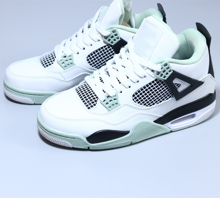 

4low Dark Sea Foam Basketball Shoes Oil Green Sneaker Neutral Grey White Leather Upper, 1-sea foam