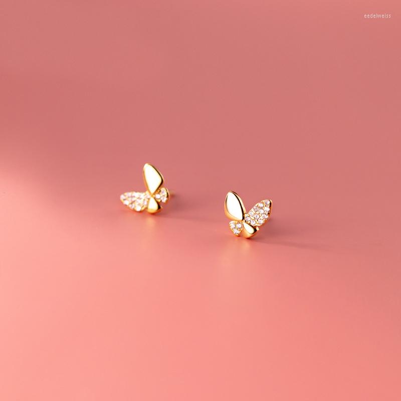 

Stud Earrings MloveAcc Real 925 Sterling Silver Crystals Cute Butterfly Earring For Women Anti-Allergy Ear Pin Fine Jewelry Kids Gift