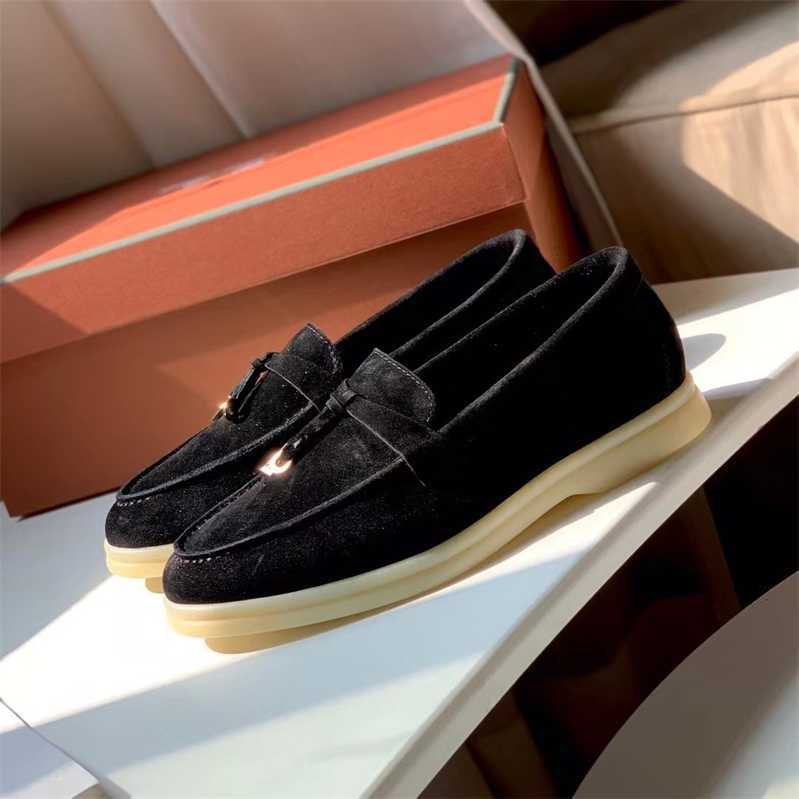 

Italy Original Designer Shoes Rolopiana Lp same comfortable women's flat loafer leather four season tassel casual shoes, Black