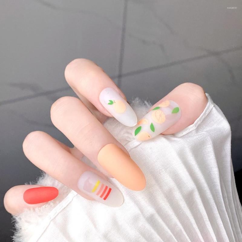 

False Nails 1set Long Wearing Fake Nail Patch Glue Patches Detachable Extensions Art Accessorie Multicolor Manicure, 16