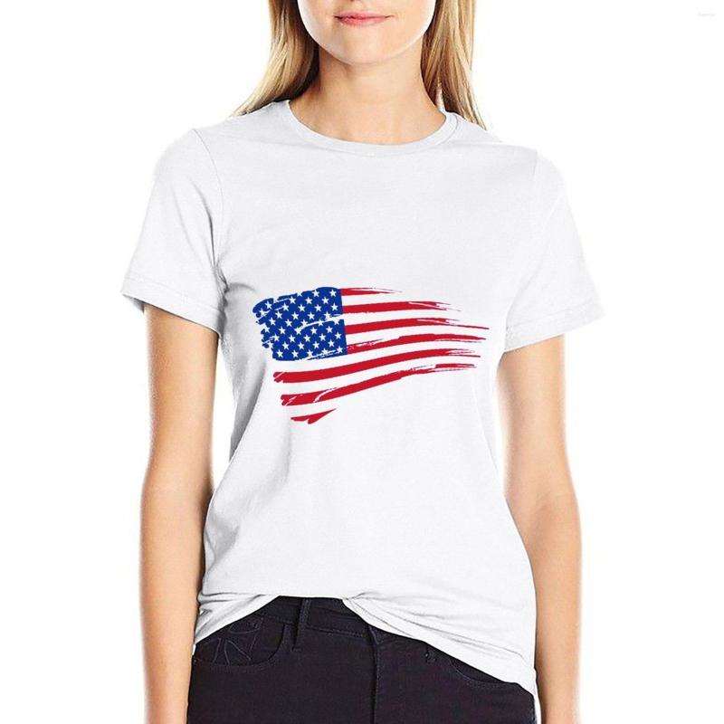 

Women' T Shirts Women American Flag Shirt Printed Independence Day Casual Cotton Oversized TShirts Crew Neck Streetwear Tops, Red-c-2
