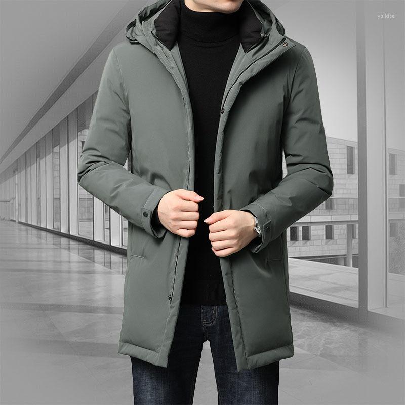 

Men's Down In The White Duck More Pure Color Long Jacket 2023 One Undertakes To Cold Warm Coat, Black