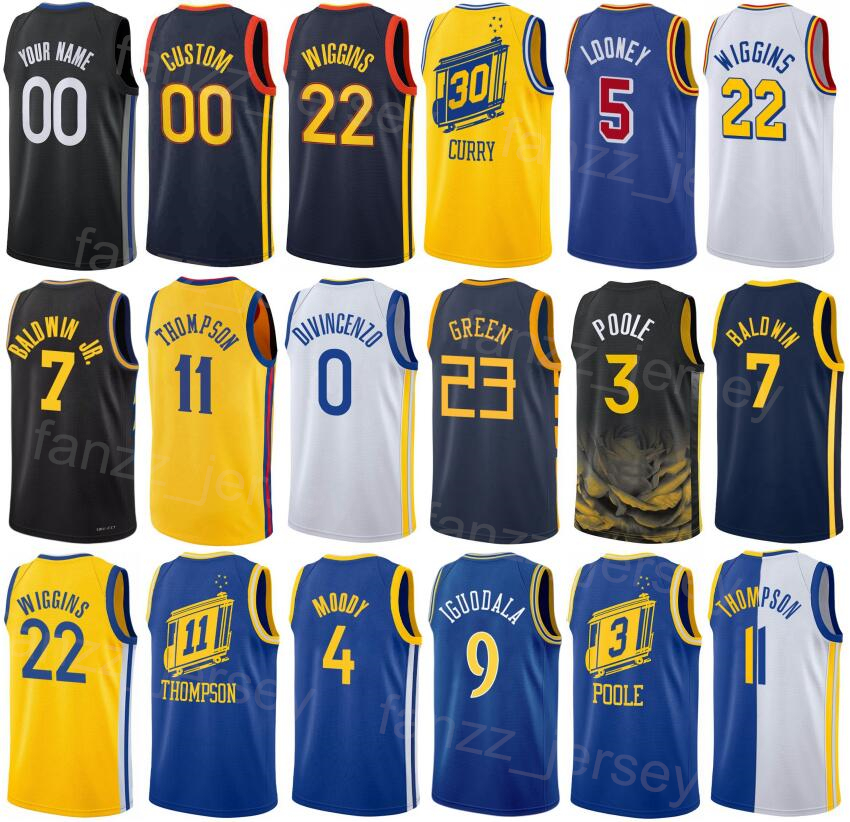 

Print Classic Basketball Klay Thompson Jersey 11 Poole 3 Draymond Green 23 Donte DiVincenzo 0 Patrick Baldwin Jr 7 Jonathan Kuminga 00 Custom Name Number Men Kids, White