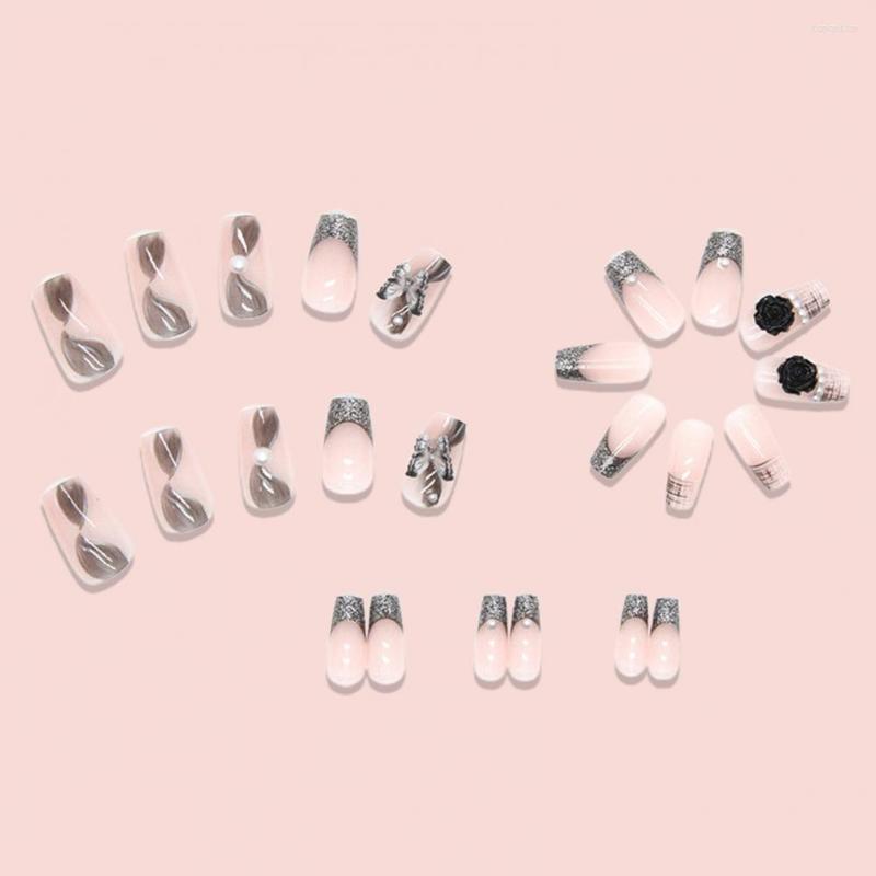 

False Nails 1 Set Beautiful Dark Style Press On Fake Manicure Designs Nail Eye-catching DIY, Black