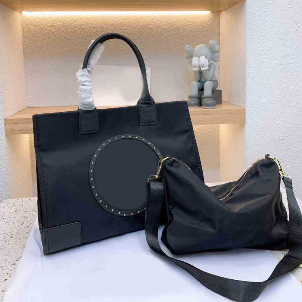 

2 Pcs/set TB Shopping Tote Bags Women Luxury leather Shoulder Handbags Designer Crossbody Lady Purses With Toiletry 220821, Black-41*21cm