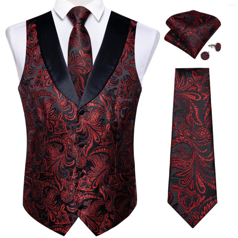 

Men's Vests Luxury Silk Gold Black Paisley Floral Vest Brand Men Set Tie Cufflinks Handkerchief Suit Male Sleeveless Waistcoat Wedding, Md219-n7189