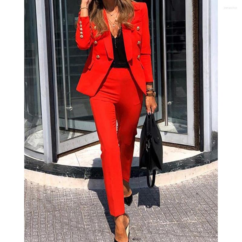 

Women' Two Piece Pants Summer Women Long Sleeve Shawl Collar Double Breasted Blazer & Set 2023 Femme Pieces Sets Outfits Overalls, Black