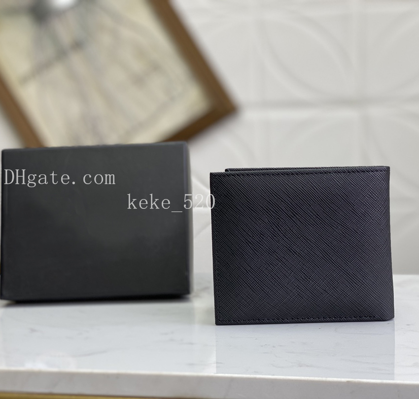 

2023 Luxury Designer Men Wallet Short Two Fold Credit Card Case Twill Cowhide Pocket NFC Coin Purse Business 2M0513 black, #13