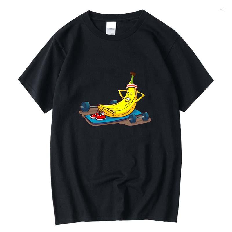 

Men's T Shirts XIN YI Men's High Quality T-shirt Cotton Funny Fitness Banana Print Casual Loose Men Shirt O-neck Male Tees, Black-2018737