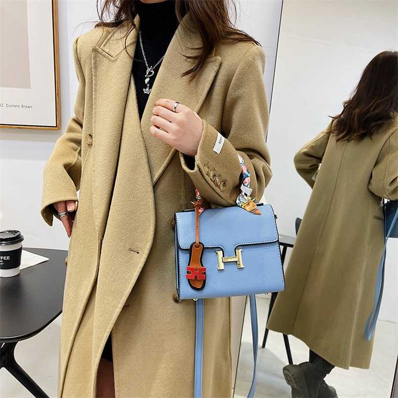 

French premium-h button bag stewardess bag new small square bag tofu bag women's Bag Messenger Bag, White16