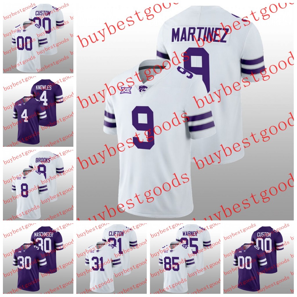

Custom Kansas State Wildcats Football Jersey 9 Adrian Martinez Shelley 27 Jordy Nelson Collin Klein Phillip Brooks Malik Knowles Kade Warner Jerseys, Style