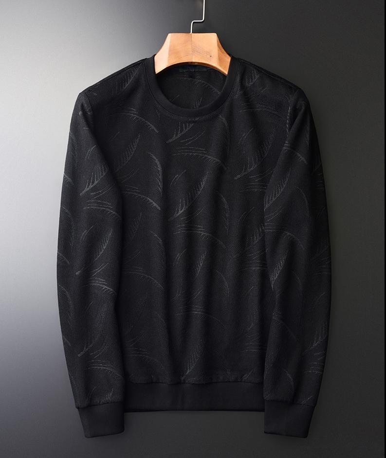

Men's Hoodies & Sweatshirts Black Mens High Quality Round Collar Yarn Dyed Jacquard Casual Sweatshirt Male Fashion Slim Fit Men Hoodie 4XL, Picture shown