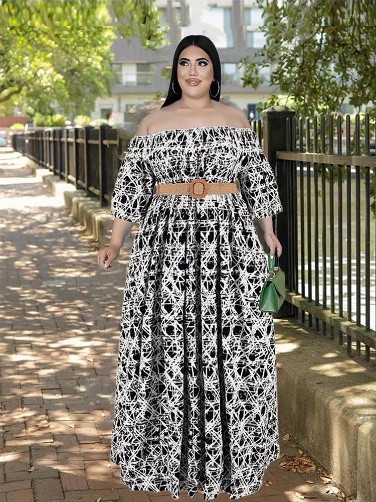 

Plus Size Dresses Off The Shoulder Dress Bright Color Ladies Long Casual Chic And Elegant Woman Wholesale Bulk Drop, Green