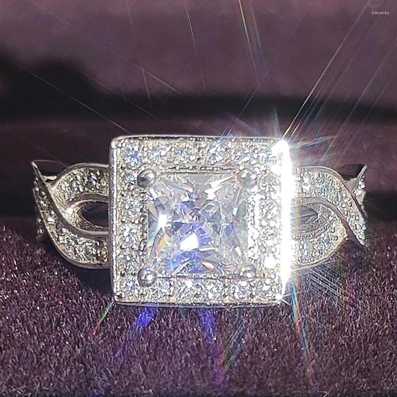 

Wedding Rings Princess Cut Engagement For Women Twisted Finger Wholesale Christmas Gifts R753