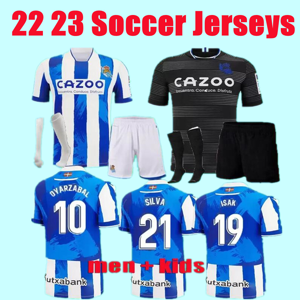 

Real Sociedad 2022 2023 Soccer Jerseys OYARZABAL X PRIETO PORTU DAVID SILVA Football Shirt TAKE 22 23 Carlos Fernandez de foot ILLARRA CARLOS FDEZ KUBO MERINO Men kids, Kids size:2