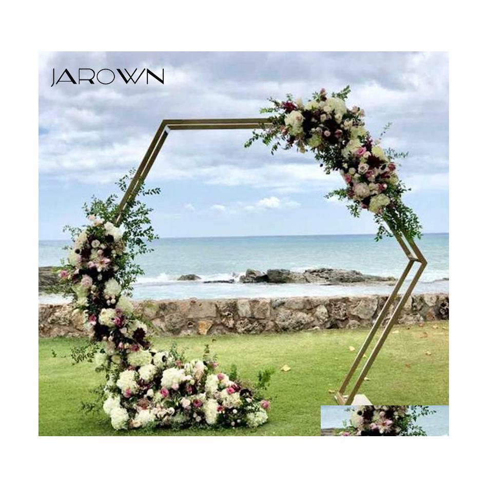 

Decorative Flowers Wreaths Jarown Hexagon Wedding Arch Gold Black Iron Stand Background Decoration Flower Balloon Door Birthday Pa Dhdew