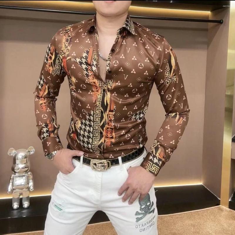 

Men's Casual Shirts Flower Shirt Long Sleeve Men's 2023 Spring And Autumn High Quality Digital Printing Slim, 22