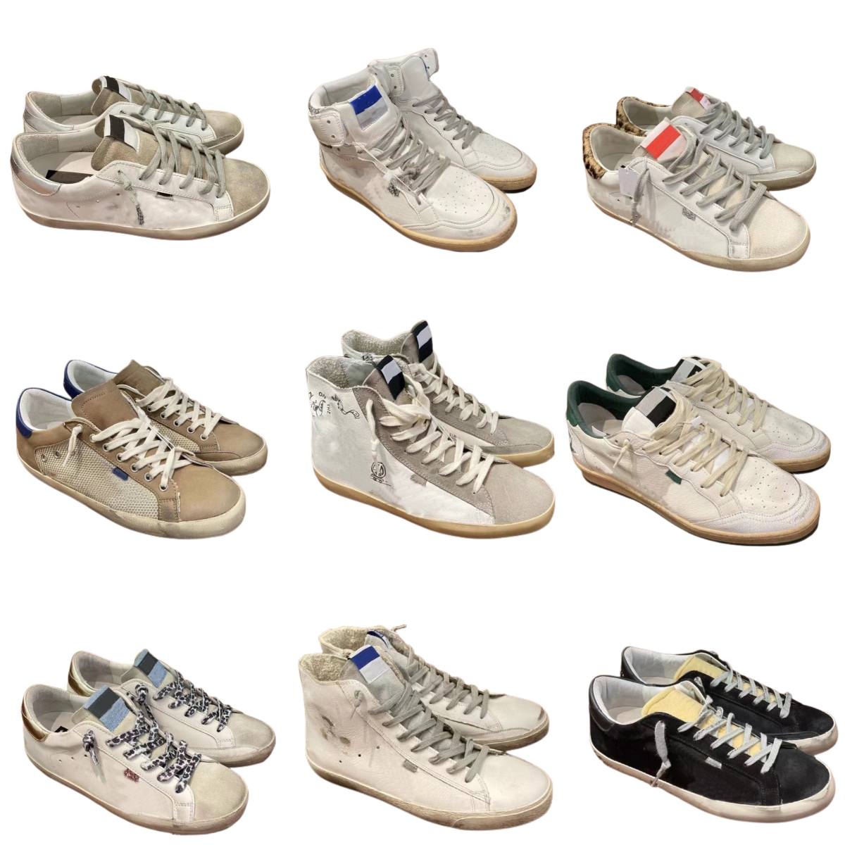 

Men Designer sneaker Super Star Shoes Women Genuine Leather Lace Up old fashioned Shoe Low Top sneakers Real Cowhide Waterproof More style with box size 35-45, 11