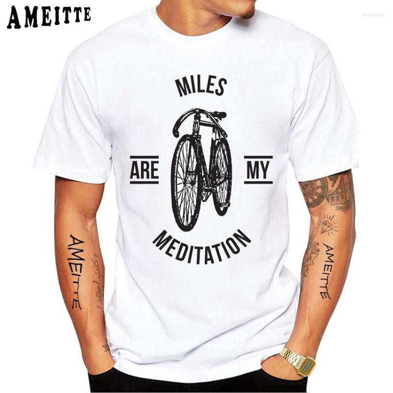 

Men' T Shirts Summer Fashion Men Short Sleeve Miles Are My Meditation Bike Print T-Shirt Funny Hip Hop Cool Boy Casual Tops Man White Tees, Z16744