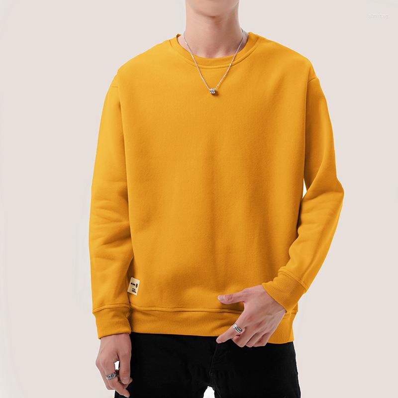 

Men's Hoodies Winter Thicken Men Bright Color Young JUMPER O-Neck Solid Pullover Man Fleece Warm Hoody Top Casual Crewnecks White, Black