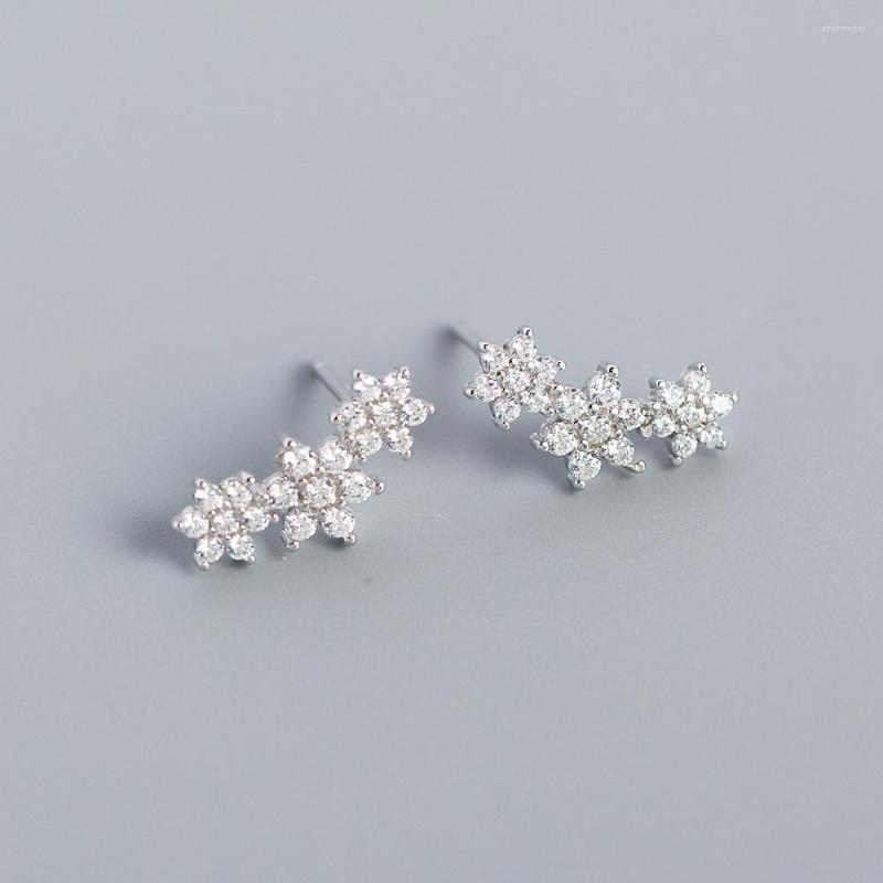 

Stud Earrings For Women Pierced Silver Female Colorful Flower Zircon 925 Earring Jewelry Ear Girls All-match Temper