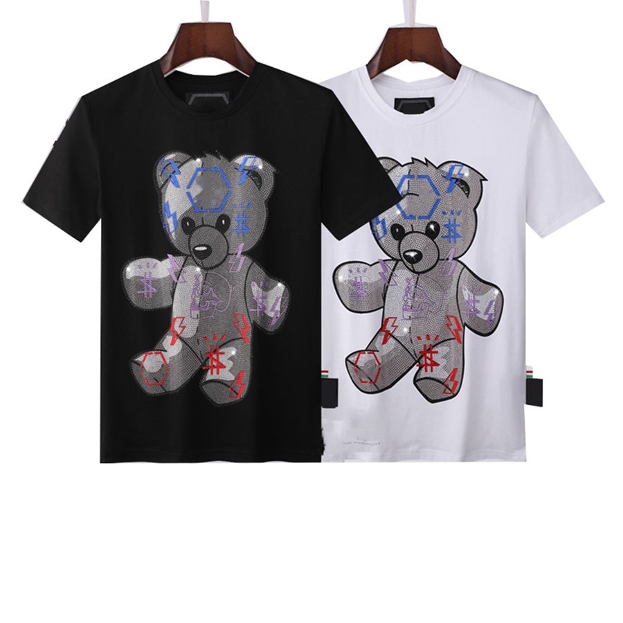 

designer fashion mens cute bear printing t shirts woman green short sleeve tees high quality casual tops rhinestone skull men tshirts size m3xl #SHOPEE108, Don't choose(non-delivery)