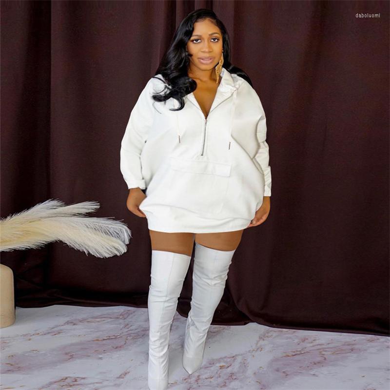 

Plus Size Dresses For Women Streetwear Sexy Casual Sports Hoodie White Dress Long Sleeve Winter Wholesale Drop