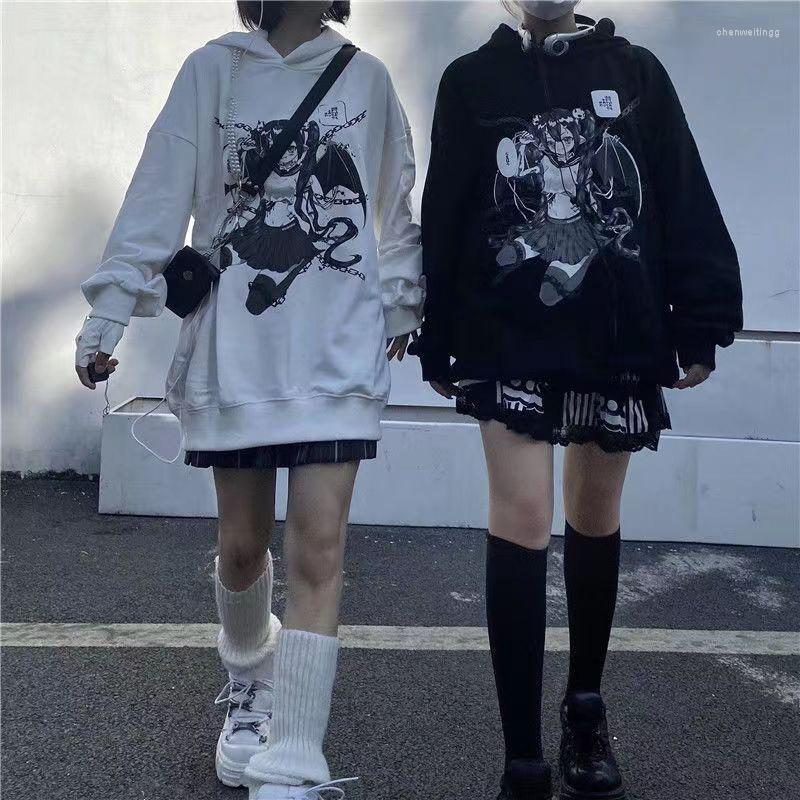 

Women' Hoodies Anime Girls' Printed Hooded Sweater Autumn And Winter Japanese Original Night Style Plush Student Top Y2K Loose Coat, Beige