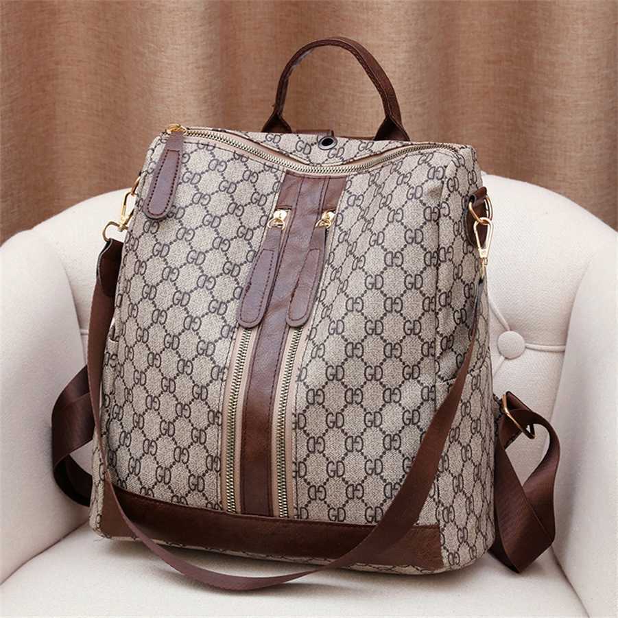

School Bags New Versatile Leisure Dual-purpose Mummy Bag Large Capacity Women's Backpack, 5005 dark brown