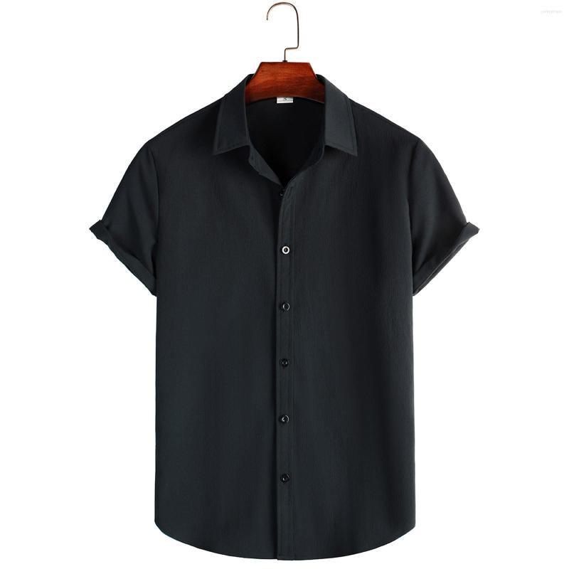 

Men' T Shirts Mens Fashion Casual Solid Color Lapel Button Short Sleeve Shirt Top Flannel Men, Black
