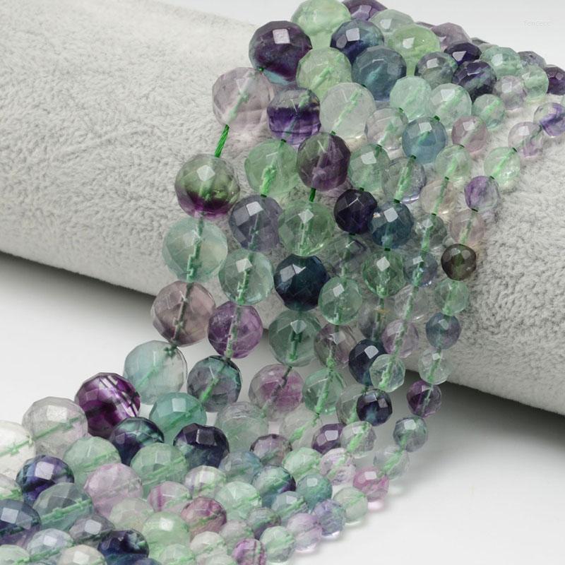 

Beads 6-12mm Round Faceted Green Purple Fluorite For Jewelry Making Bracelets Women 15'' Needlework DIY Trinket