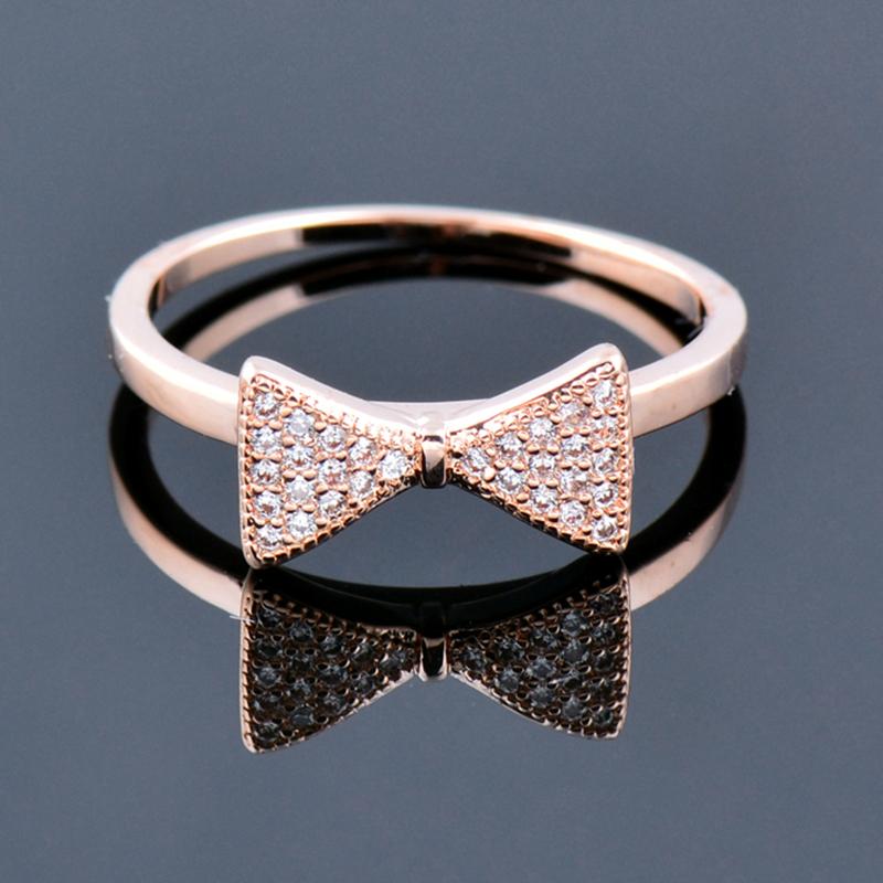 

Wedding Rings Korean Fashion Crystal Bowknot For Women Rose Gold Silver Color Jewelry Accessaries Ring 2023 Trend ZD1 SSKWedding