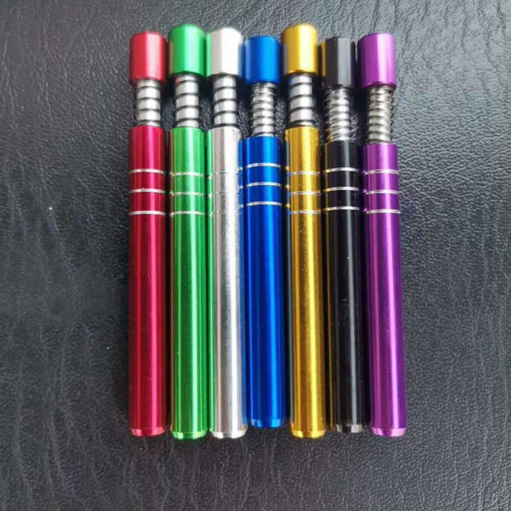 

Metal Spring Smoking Pipe length 82mm Mini Pipes Colorful Portable Water Pipe For Smoke