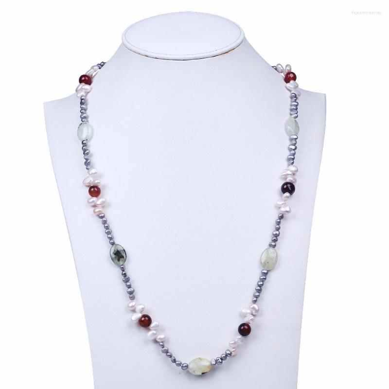 

Chains Charm Real Freshwater Pearl Multi Necklaces Long Jewelry For Women