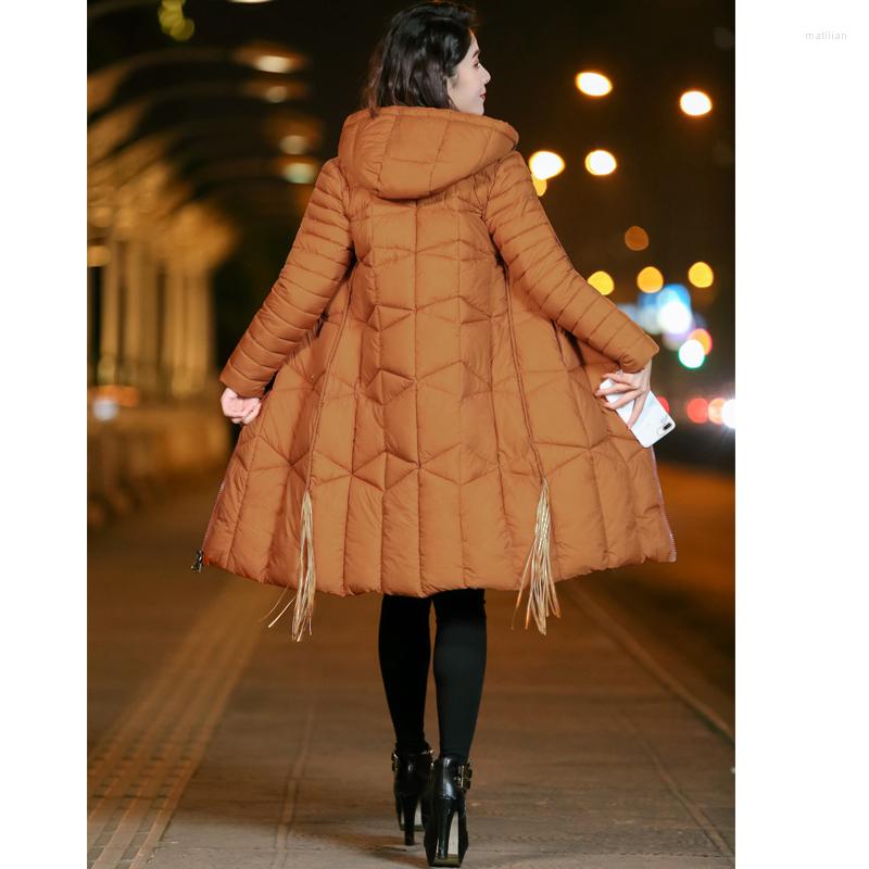 

Women's Trench Coats Down Cotton Padded Coat Women Autumn Winter Warm Hooded Long Wadded Jackets Female Overcoat Abrigos Mujer L2173, Beige