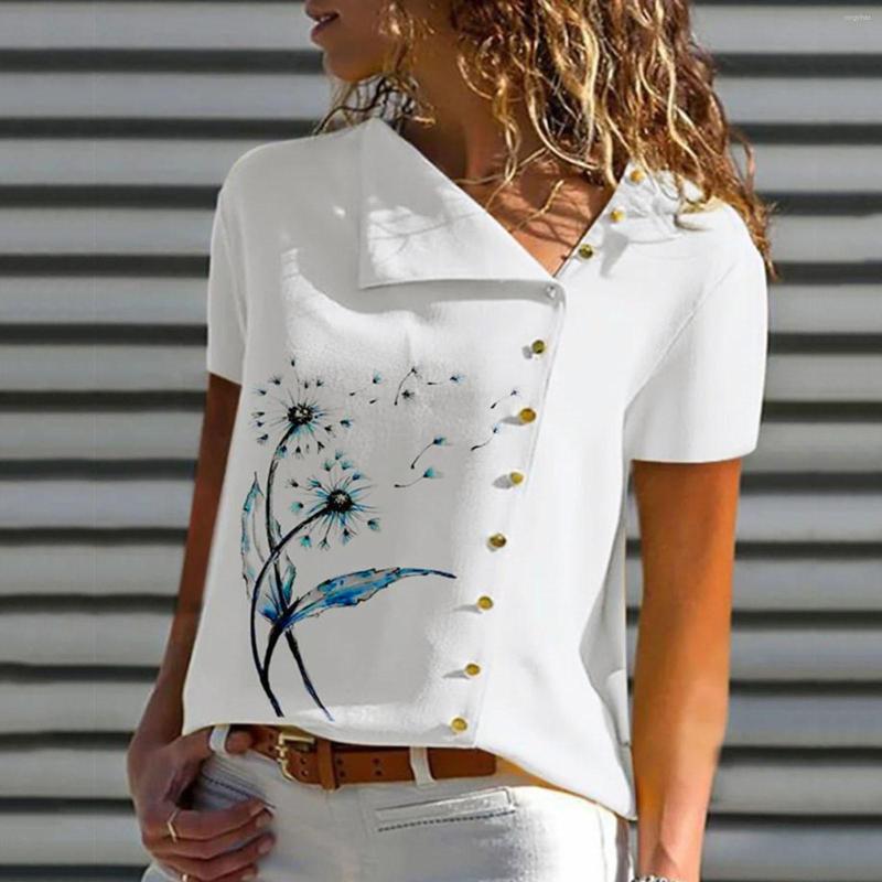 

Women' Blouses Womens Short Sleeve V Neck Top Button Irregula Collar Blouse, Black