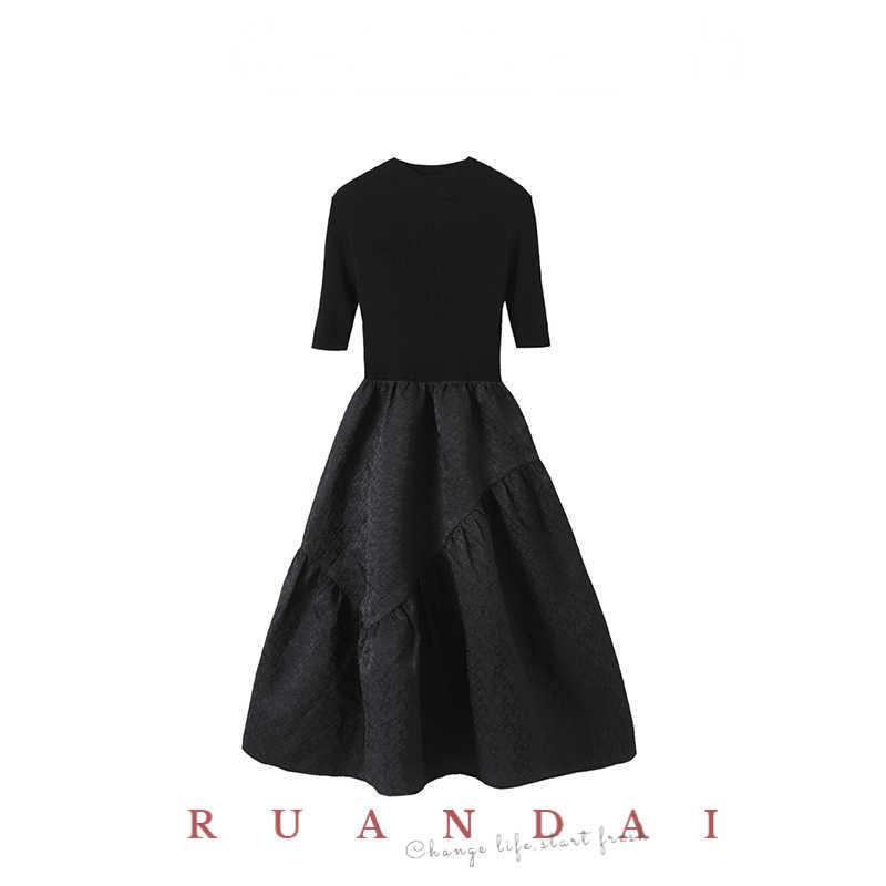 

Casual Dresses Solid Color Shortsleeved Aline Skirt for 2022 Spring and Autumn New Style Slim Waist Knitted Pullover Dress Women Z0216, Short sleeve